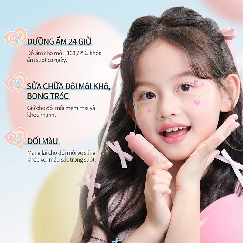 RUNBEN Son Dưỡng Môi Trẻ Em Dưỡng ẩm Và Ngăn Ngừa Nứt Nẻ, Son Môi đổi Màu 4g - 2