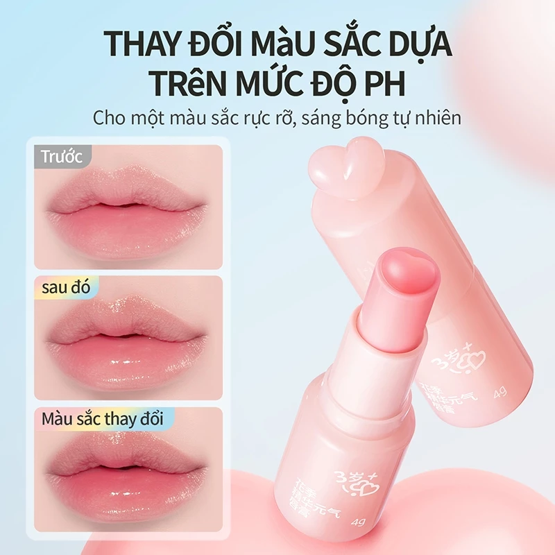 RUNBEN Son Dưỡng Môi Trẻ Em Dưỡng ẩm Và Ngăn Ngừa Nứt Nẻ, Son Môi đổi Màu 4g - 4