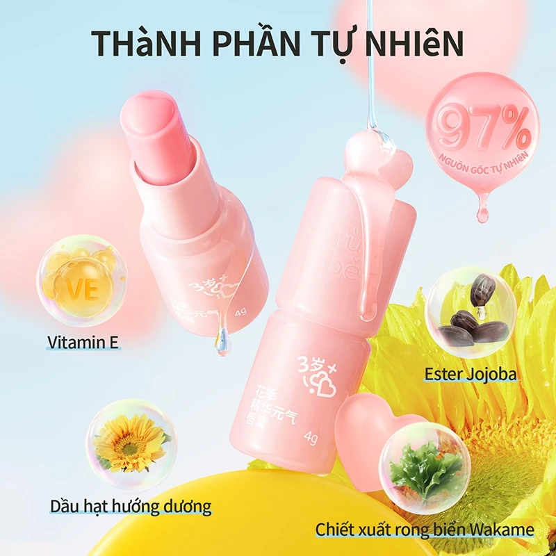 RUNBEN Son Dưỡng Môi Trẻ Em Dưỡng ẩm Và Ngăn Ngừa Nứt Nẻ, Son Môi đổi Màu 4g - 5