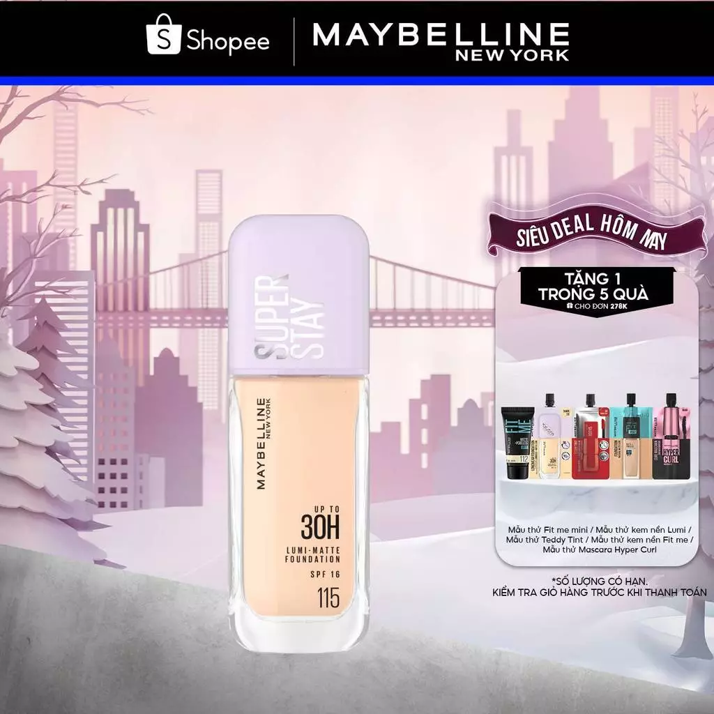 Kem nền bắt sáng Superstay Lumi Matte 30H che phủ siêu nhẹ mặt Maybelline New York 35ml [MỚI]