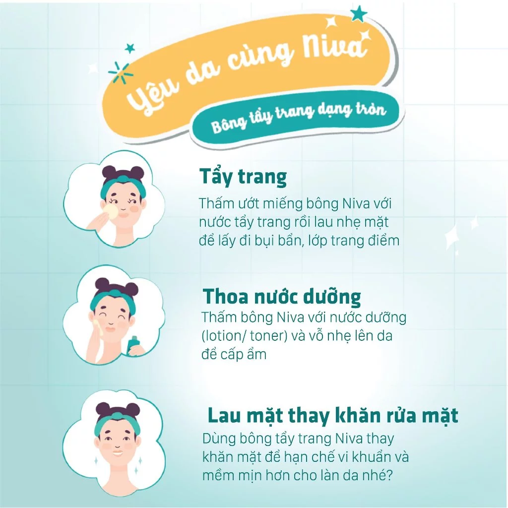 [Mua 3 Tặng 1] Bông Tẩy Trang NIVA CZ2 Tròn 100 Miếng - Cotton Tự Nhiên, Dịu Nhẹ Cho Da Nhạy Cảm - 2