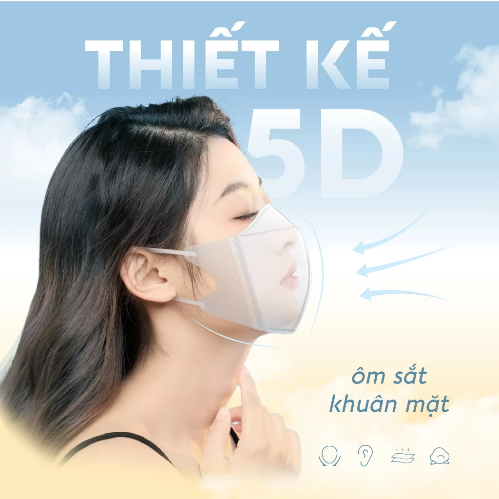 200 cái Khẩu trang 5D Bông Sen Vàng, kháng khuẩn, chính hãng, thương hiệu uy tín - 2