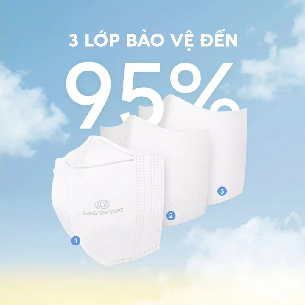 200 cái Khẩu trang 5D Bông Sen Vàng, kháng khuẩn, chính hãng, thương hiệu uy tín - 3