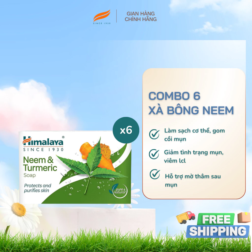 [KOL x Himalaya] SET 6 xà phòng làm sạch da Himalaya Neem Soap 75g/ sản phẩm