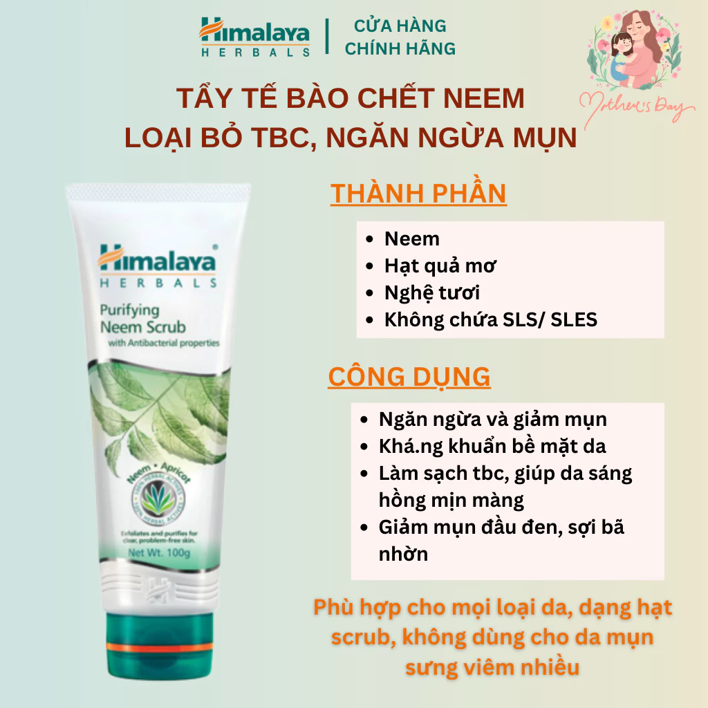 Tẩy tế bào chết chiết xuất lá neem và nghệ ngừa mụm, sáng mịn da Himalaya Purifying Neem Scrub 100ml - 4