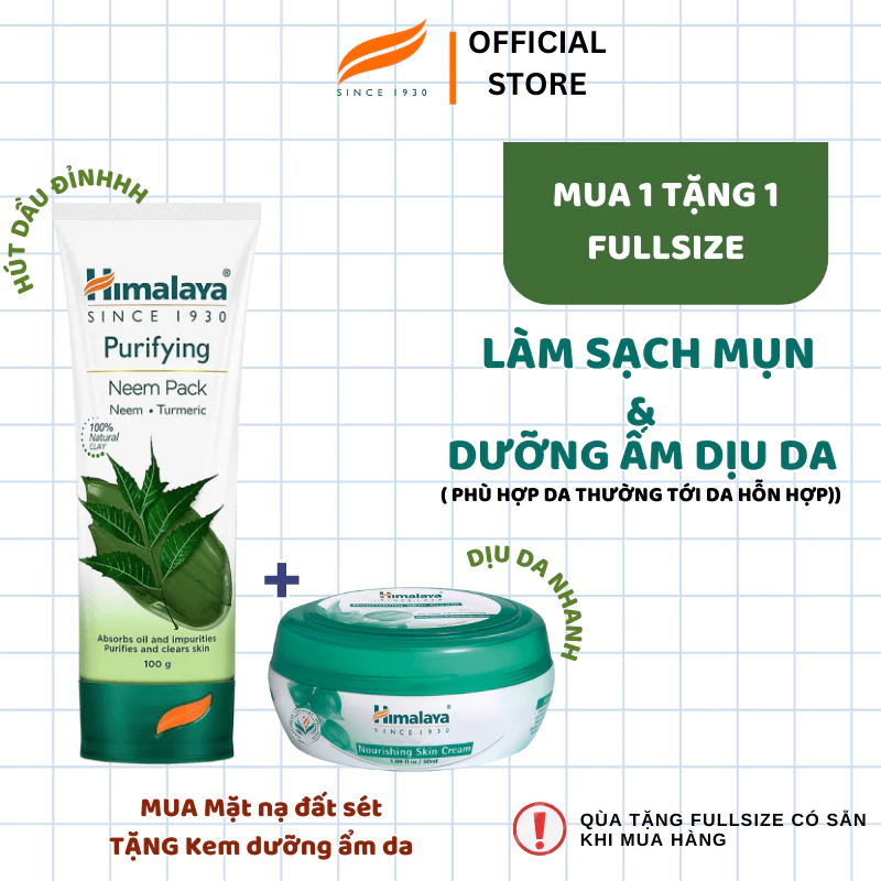 [DEAL 1 TẶNG 1] Mặt nạ đất sét neem Himalaya Neem Face Pack 100ml TẶNG Kem dưỡng ẩm 50g - 2