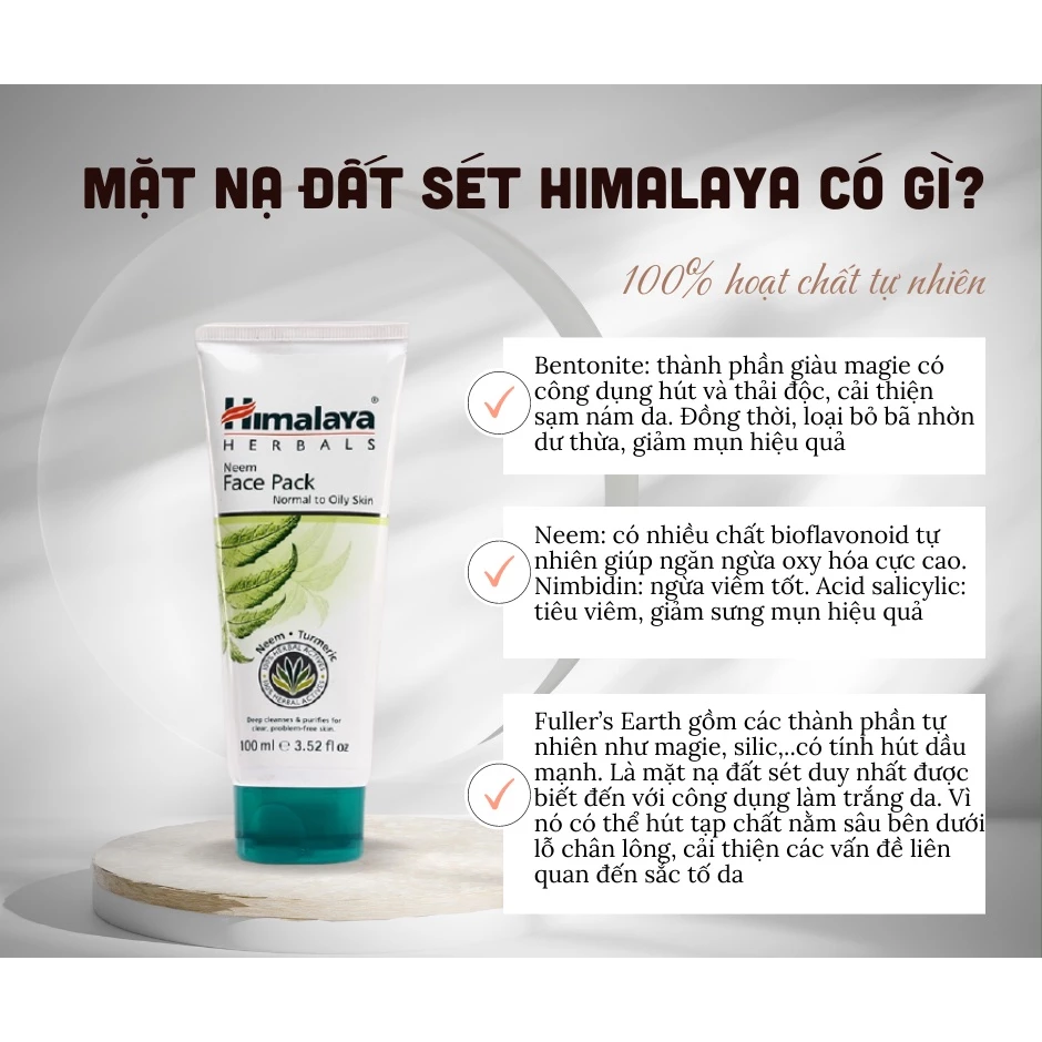 [DEAL 1 TẶNG 1] Mặt nạ đất sét neem Himalaya Neem Face Pack 100ml TẶNG Kem dưỡng ẩm 50g - 3