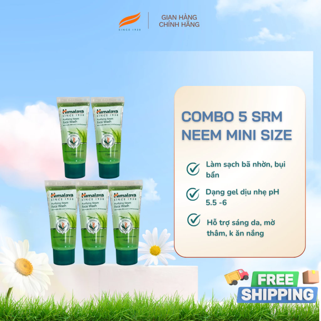 [GIFT] Set 5 sữa rửa mặt làm sạch dầu thừa và giảm mụn Himalaya Purifying Neem Face Wash 15ml/ tuýp - 2