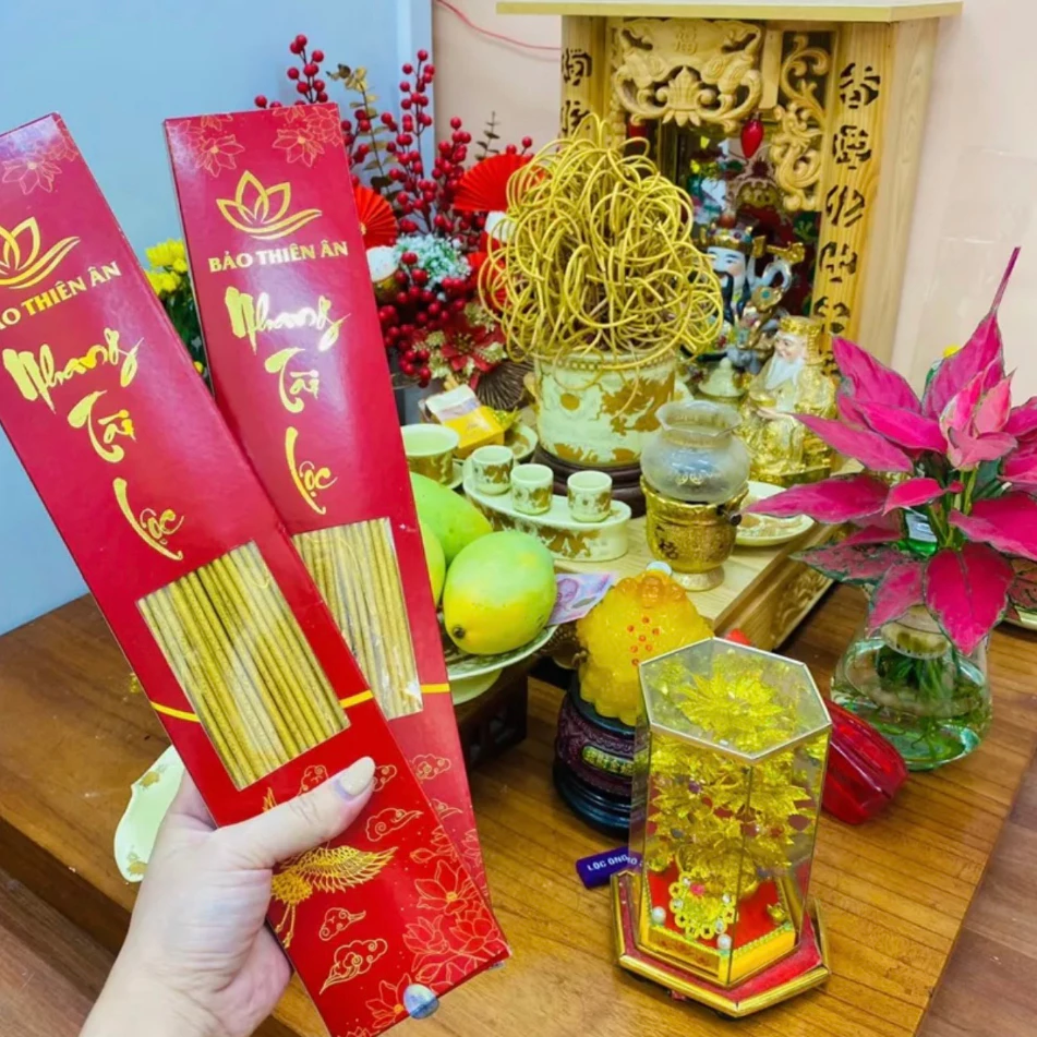Hương Nhang Thảo Mộc 100 Cây Thơm Cao Cấp 29cm 39cm - Nhang Tài Lộc - Hương Sạch Tàn Cong Giữ Tàn Vàng Óng Chiêu Tài Lộc - 2