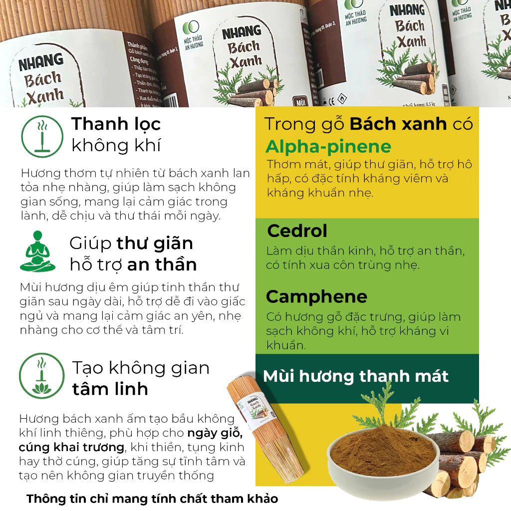 Nhang Bách Xanh, thơm dễ chịu, không mùi khét | Thích hợp phòng máy lạnh - 3