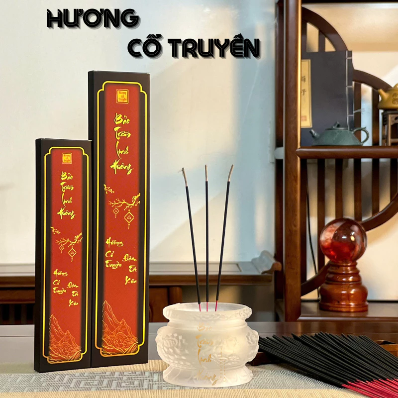 Hương Đen Mùi Tết Cổ Truyền - BẢO TRẦM LINH HƯƠNG Nhang Cao Cấp Chiết Suất Từ Cây Trám Thơm Tự Nhiên - Đồ Thờ Cúng