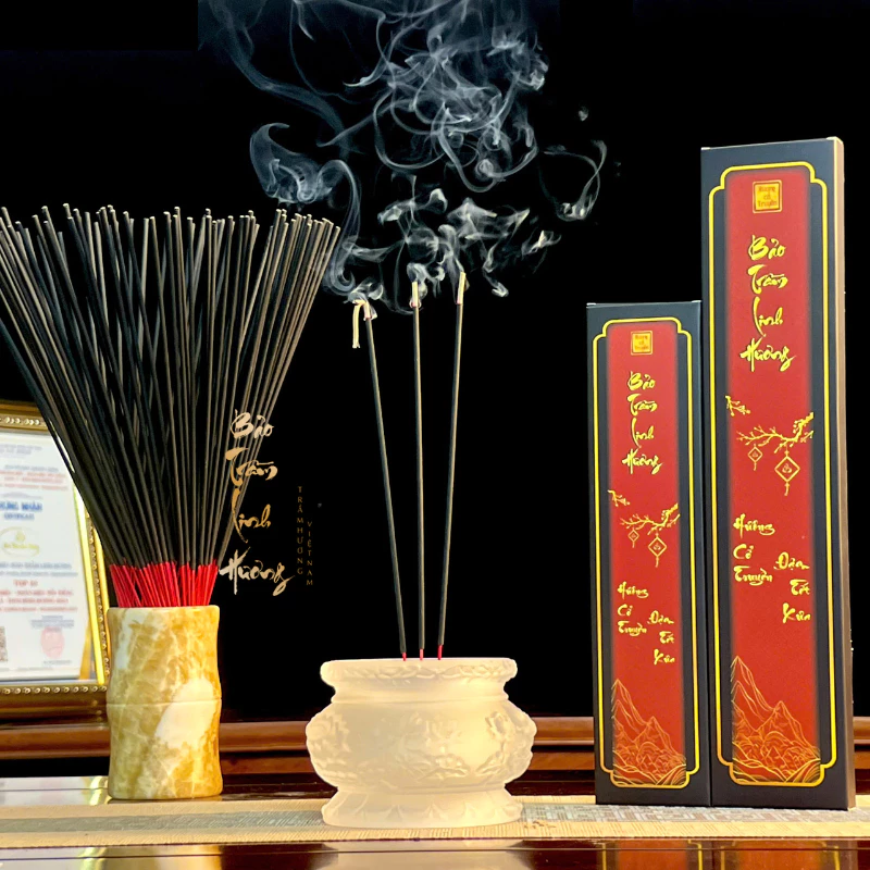 Hương Đen Mùi Tết Cổ Truyền - BẢO TRẦM LINH HƯƠNG Nhang Cao Cấp Chiết Suất Từ Cây Trám Thơm Tự Nhiên - Đồ Thờ Cúng - 4