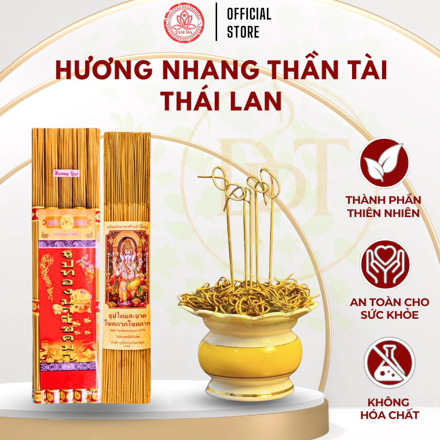 Hương Nhang Thần Tài Thái Lan Tam Đa Không Hóa Chất Linh Ứng Cầu Lộc, Bình An May Mắn