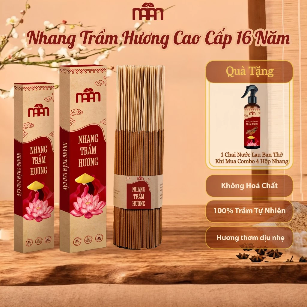 Nhang Trầm Hương Mầm Natural - Nhang Sạch Ít Khói, Không Hóa Chất Hương Thơm Dễ Chịu Hộp 100Gr