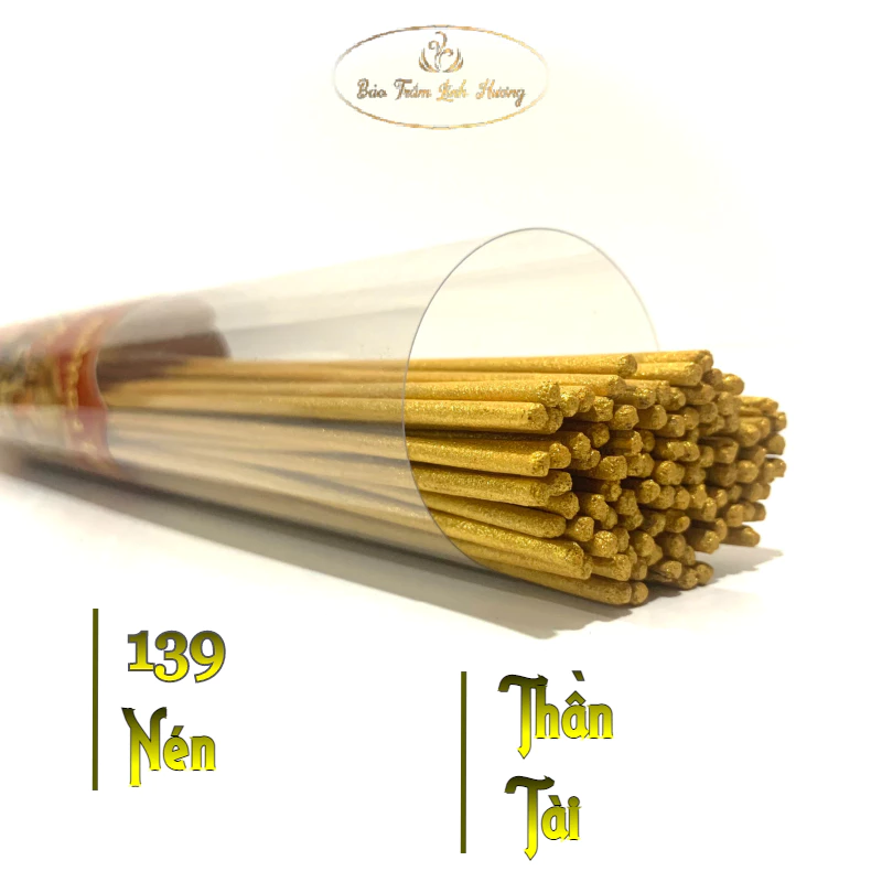 Ống Nhang Vàng Thần Tài 139 Nén - BẢO TRẦM LINH HƯƠNG Vàng Lộc Phong Thủy Cuốn Tàn Đồ Thờ Cúng - 3