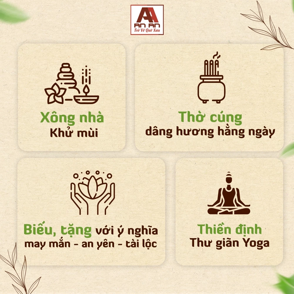 Nhang sạch hương thảo mộc 1kg mix 2 mùi An An cao cấp 100% thiên nhiên nhang trầm hương, quế, khuynh diệp an toàn - 4