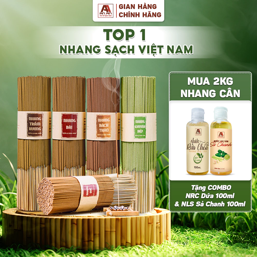 Nhang sạch hương thảo mộc 1kg mix 2 mùi An An cao cấp 100% thiên nhiên nhang trầm hương, quế, khuynh diệp an toàn - 6