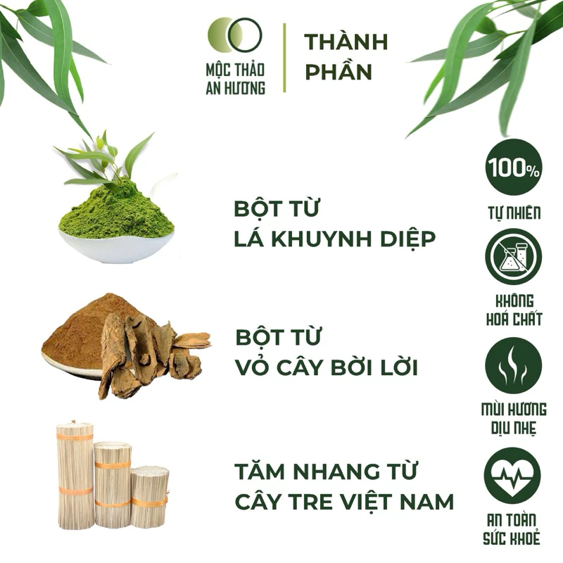 Nhang khuynh diệp thơm dịu, ít khói, không hóa chất Mộc Thảo An Hương 20 cm, 30 cm, 40 cm - 3