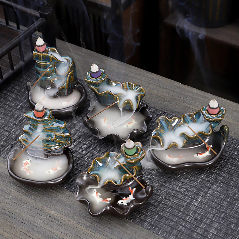 Thác Khói Nụ Trầm Hương Lư Xông Đốt Nhang Đồ Thờ Phong Thủy Phật Giáo Bằng Gốm Sứ - BẢO TRẦM LINH HƯƠNG