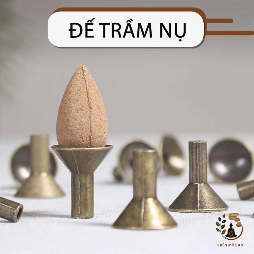 Đế trụ đồng đặt nụ trầm hương phễu đồng cắm nhang phụ kiện thác khói