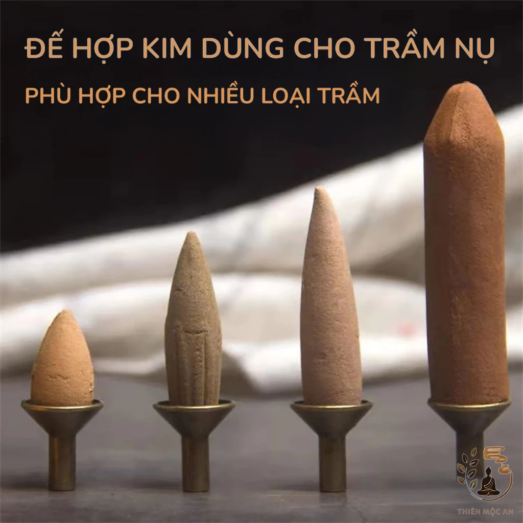 Đế trụ đồng đặt nụ trầm hương phễu đồng cắm nhang phụ kiện thác khói - 2
