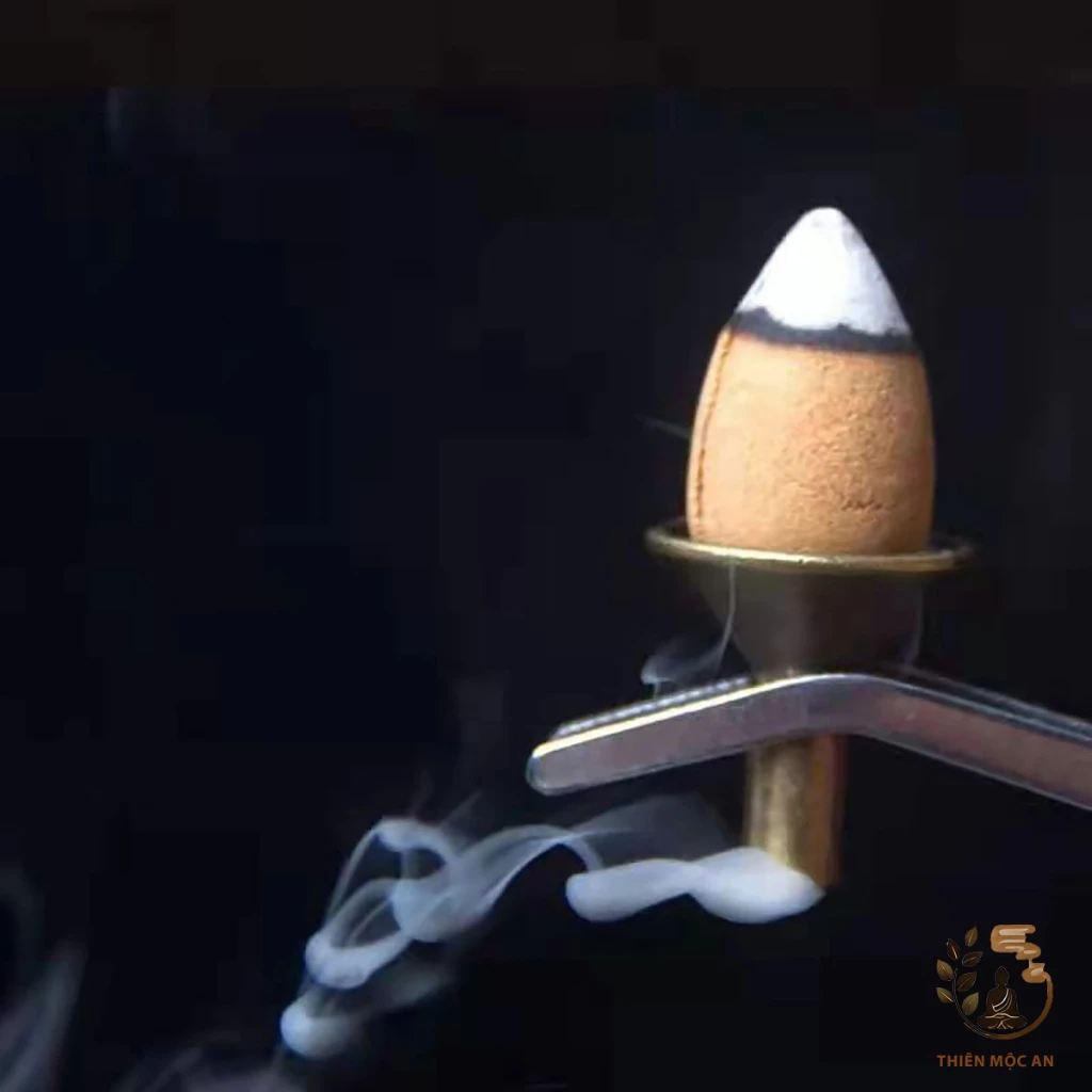 Đế trụ đồng đặt nụ trầm hương phễu đồng cắm nhang phụ kiện thác khói - 6