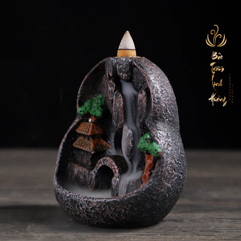 ( BÁN SỈ ) Thác Khói Nụ Trầm Hương - Lư Xông Trầm Khói Ngược Đốt Nhang Đồ Thờ Phong Thủy Phật Giáo