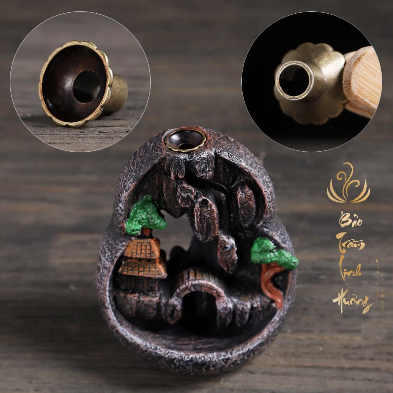 ( BÁN SỈ ) Thác Khói Nụ Trầm Hương - Lư Xông Trầm Khói Ngược Đốt Nhang Đồ Thờ Phong Thủy Phật Giáo - 2