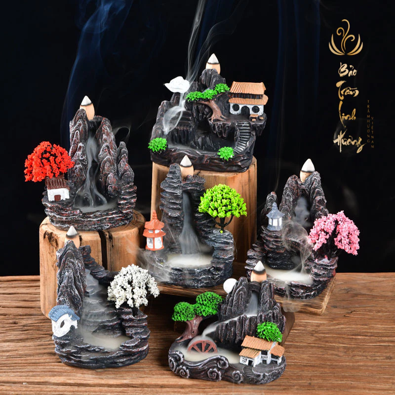 ( BÁN SỈ ) Thác Khói Nụ Trầm Hương - Lư Xông Trầm Khói Ngược Đốt Nhang Đồ Thờ Phong Thủy Phật Giáo - 3