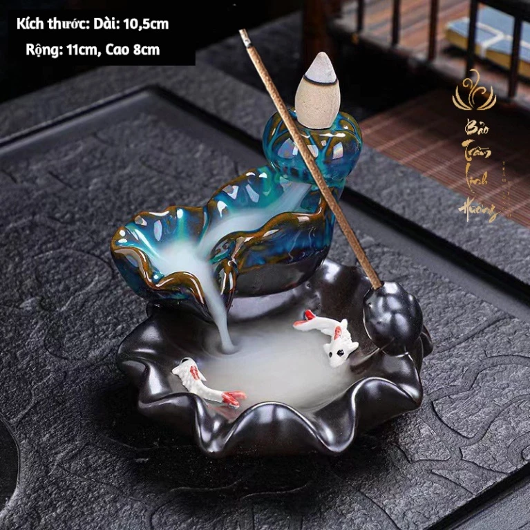 ( Bán Sỉ ) Thác Khói Nụ Trầm Hương [ HOÀNG ĐAN TEA ] Lư Xông Trầm Đốt Nhang Đồ Thờ Phong Thủy Phật Giáo Bằng Gốm Cao Cấp - 4