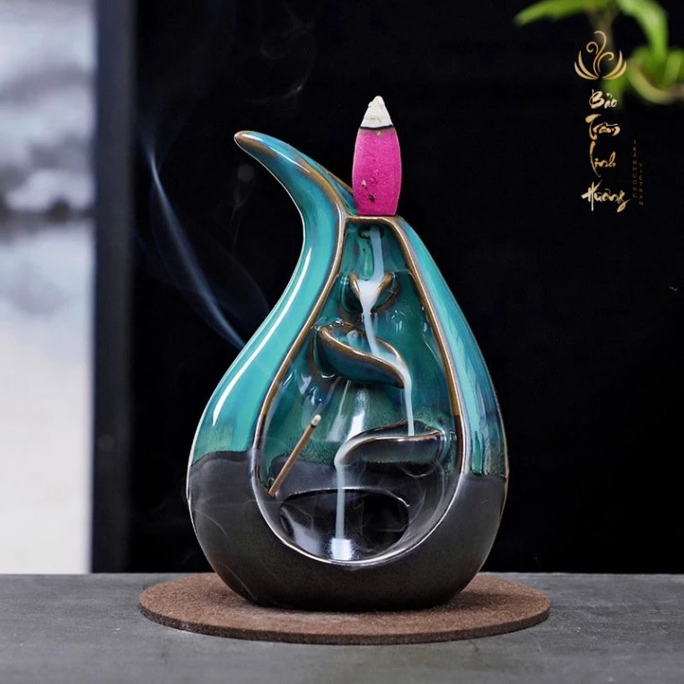 ( Bán Sỉ ) Thác Khói Nụ Trầm Hương [ HOÀNG ĐAN TEA ] Lư Xông Trầm Đốt Nhang Đồ Thờ Phong Thủy Phật Giáo Bằng Gốm Cao Cấp - 6
