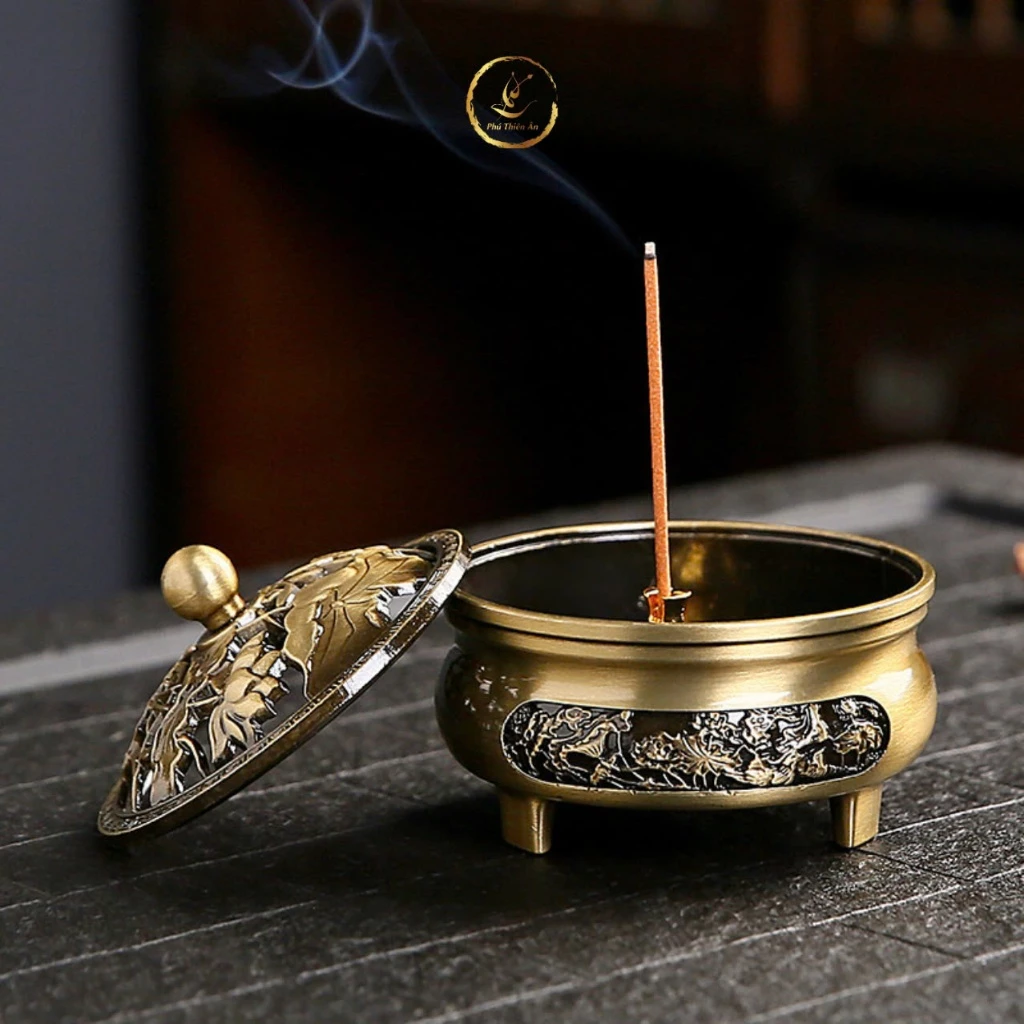 [Nhiều mẫu] Lư Xông Trầm Hương - Đỉnh Đốt Nhang Bằng Hợp Kim Đồng Thiết Kế Tinh Xảo Kèm Lót Bông Chống Cháy - 6