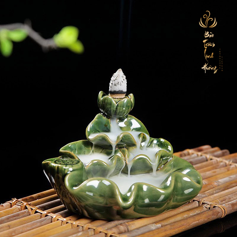 ( Bán Sỉ ) Thác Khói Nụ Trầm Hương - Lư Xông Trầm Đốt Nhang Đồ Thờ Phong Thủy Phật Giáo Bằng Gốm Sứ - 2