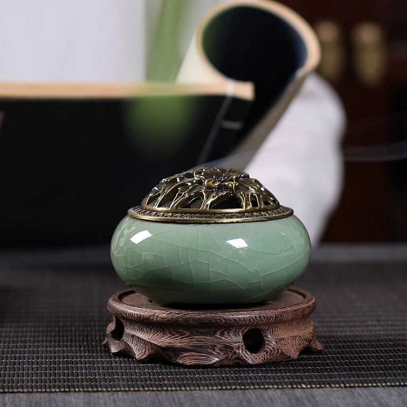 [ GIÁ SỈ ] Lư Xông Nụ Trầm Hương - BẢO TRẦM LINH HƯƠNG Đỉnh Đốt Nhang Khoanh Vòng Phong Thủy Bằng Gốm Sứ Vân Rạn Cao Cấp - 3