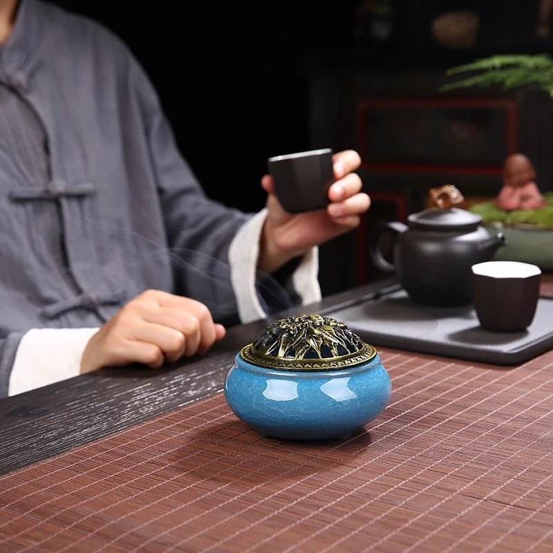 [ GIÁ SỈ ] Lư Xông Nụ Trầm Hương - BẢO TRẦM LINH HƯƠNG Đỉnh Đốt Nhang Khoanh Vòng Phong Thủy Bằng Gốm Sứ Vân Rạn Cao Cấp - 4