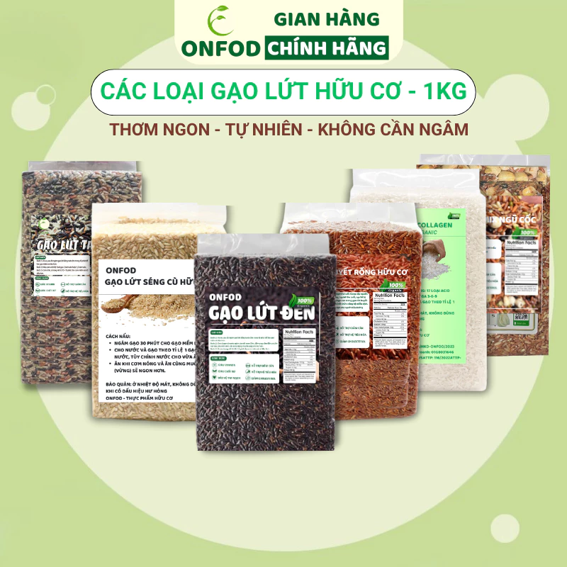 Gạo lứt đen dẻo điện biên, gạo lức huyết rồng, gạo st25, gạo nương tím tây bắc ONFOD giảm cân eat clean