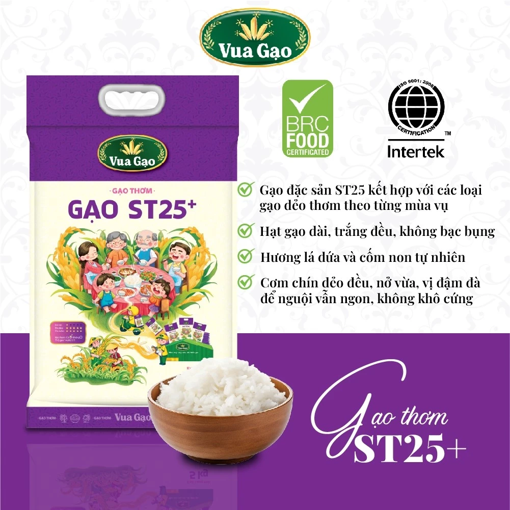 Gạo ST25+ Vua Gạo Túi 5kg – Chính Hãng Gạo Thơm Ngon, Dẻo Nhiều, Vị Đậm Đà - 3