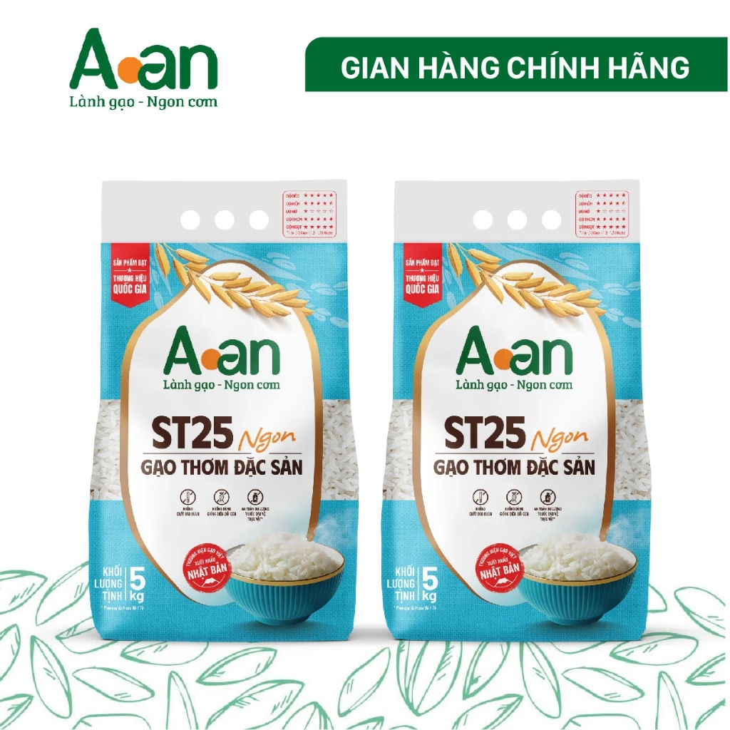 Combo 2 túi Gạo ST25 ngon túi 5kg - Thiết kế bao bì mới - Chính hãng Gạo sạch Aan - 2