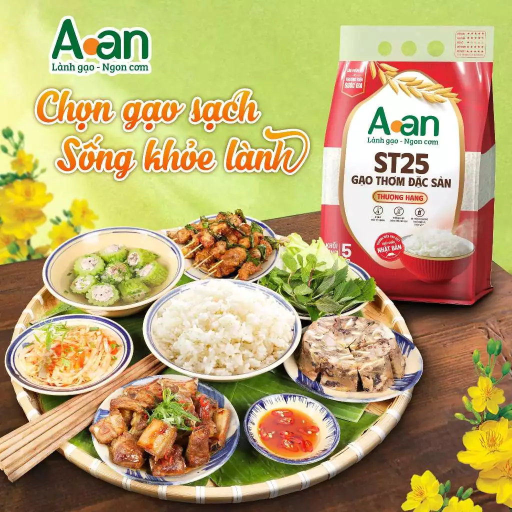 Combo 2 túi Gạo ST25 thượng hạng Aan túi 5kg - Bao bì mới - Chính hãng Gạo sạch Aan - 3