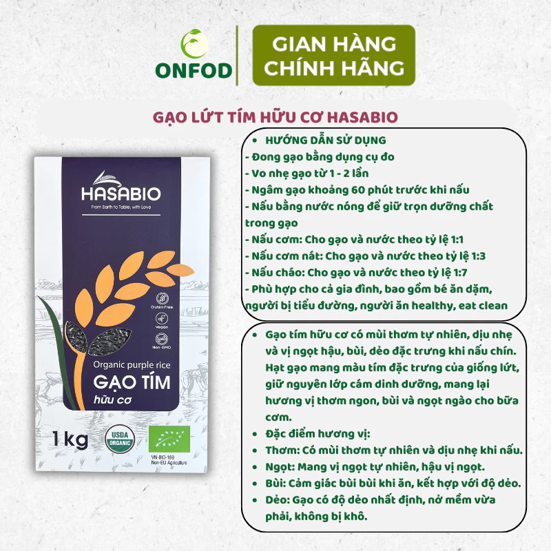 Gạo trắng hữu cơ ST25, Japonica, lứt đỏ 1kg Hoa Sữa ONFOD nấu cháo ăn dặm cho bé hộp đẹp - 4