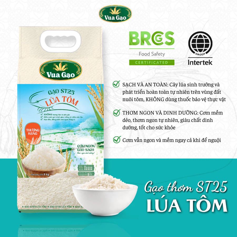 Combo 2 Túi Gạo ST25 Lúa Tôm 5kg – Thương hiệu Vua Gạo - Tổng 10kg - 4