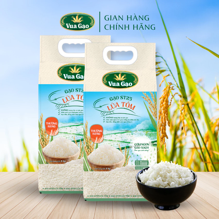 Combo 2 Túi Gạo ST25 Lúa Tôm 5kg – Thương hiệu Vua Gạo - Tổng 10kg - 5