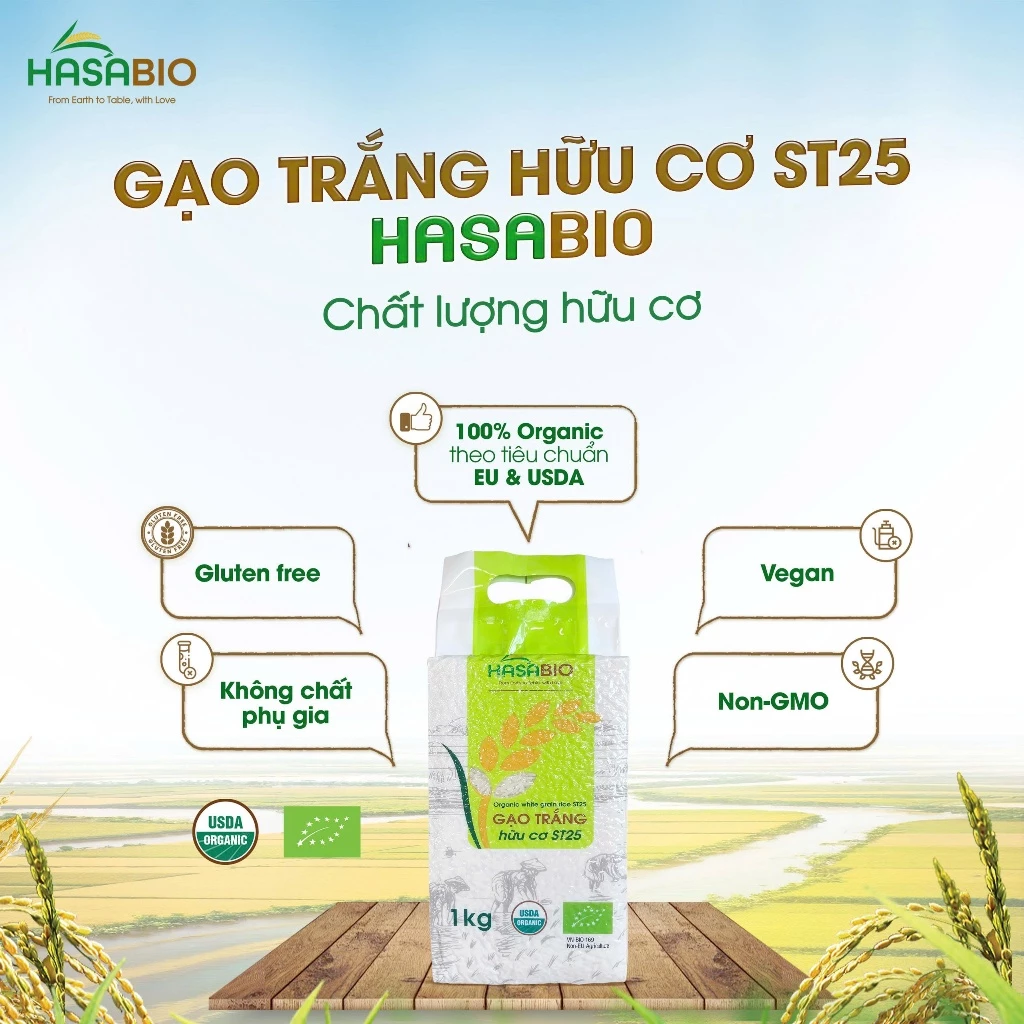 Gạo trắng hữu cơ ST25 Hoa Nắng/Hasa Bio 1kg - 2