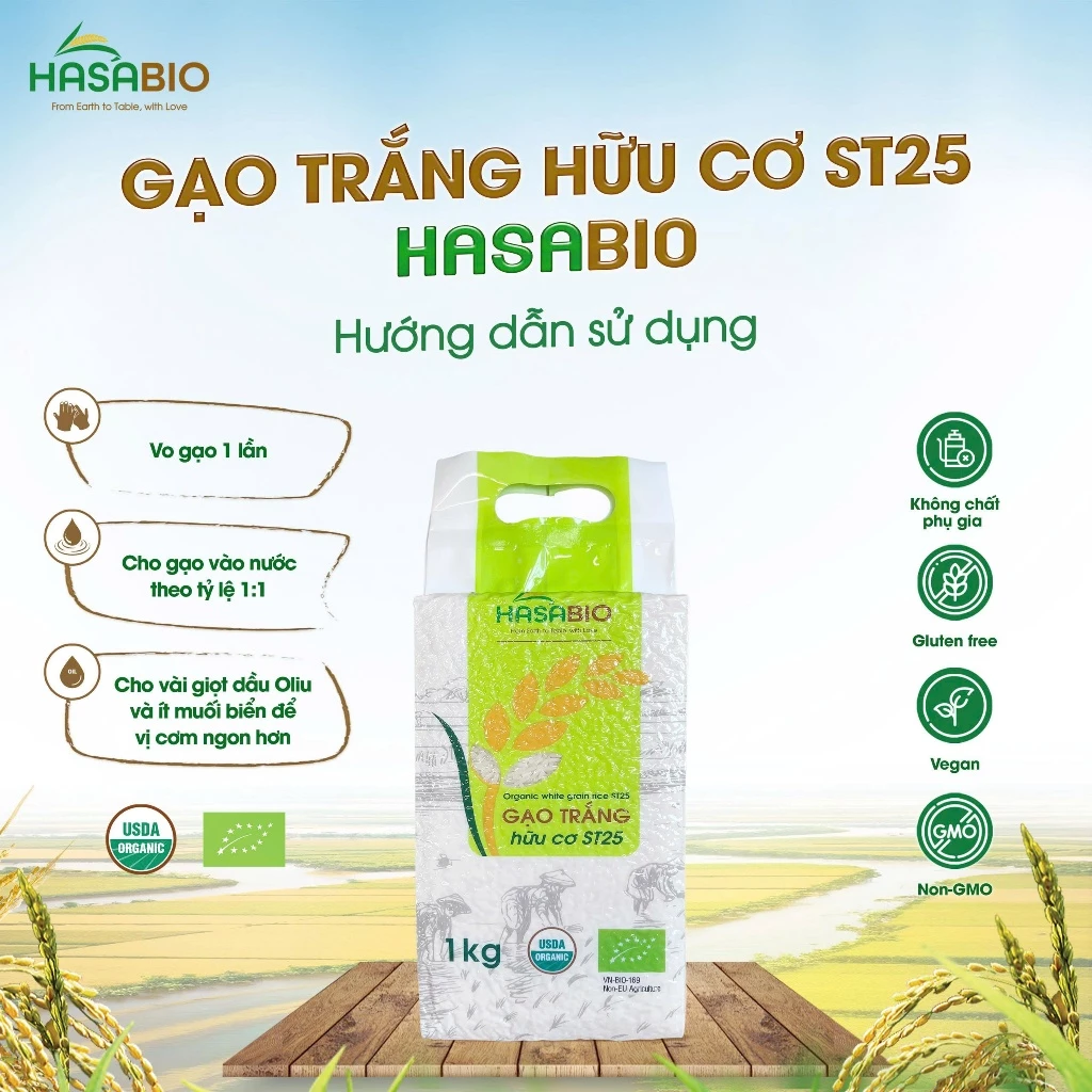 Gạo trắng hữu cơ ST25 Hoa Nắng/Hasa Bio 1kg - 3