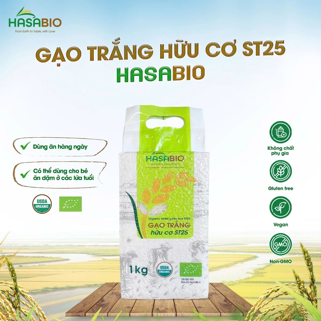 Gạo trắng hữu cơ ST25 Hoa Nắng/Hasa Bio 1kg - 4