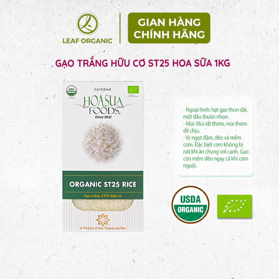 Gạo trắng hữu cơ ST25 Hoa Nắng/Hasa Bio 1kg - 5