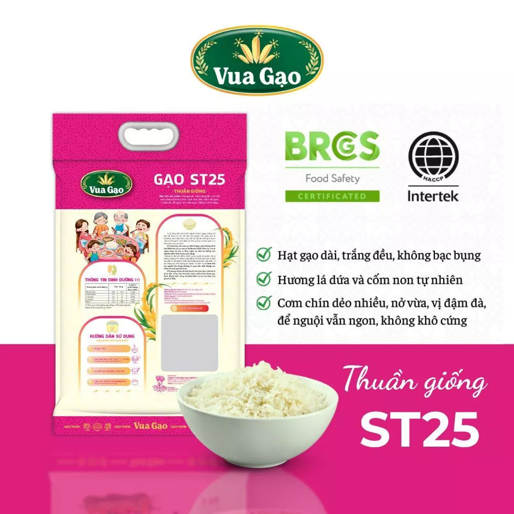 5kg Gạo ST25 Thương Hiệu Vua Gạo Dẻo Mềm Thơm - 3