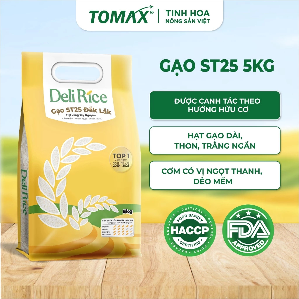 Gạo Đặc Sản ST25 Deli Rice thượng hạng, dẻo thơm túi 1kg, 5kg - TOMAX - 2