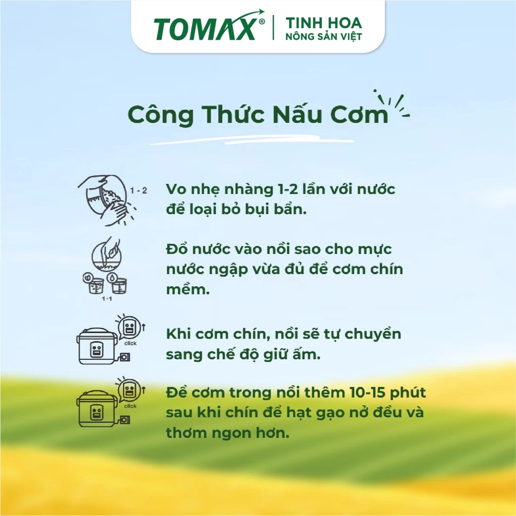 Gạo Đặc Sản ST25 Deli Rice thượng hạng, dẻo thơm túi 1kg, 5kg - TOMAX - 5