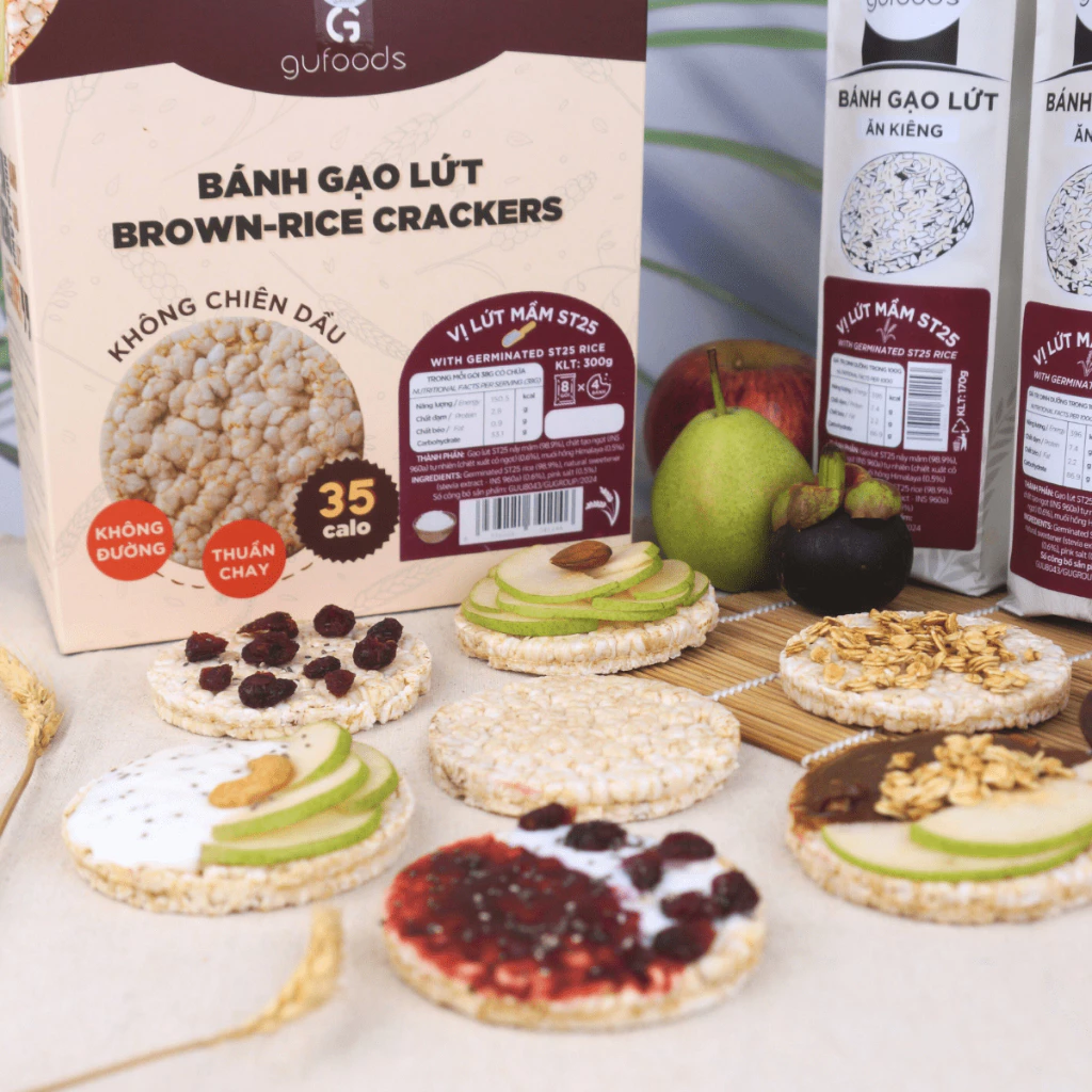 Bánh gạo lứt mầm ST25 GUfoods (bánh mầm) - Giàu chất xơ & GABA tự nhiên, Không chiên dầu, Không đường (170g/300g/510g) - 4